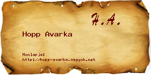 Hopp Avarka névjegykártya